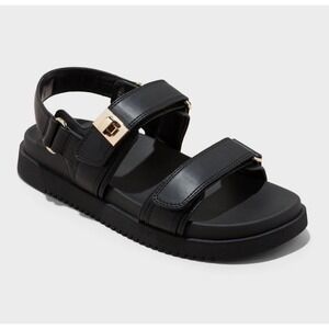 Women's Size 8.5 Jonie Footbed Sandals - A New Day BLACK